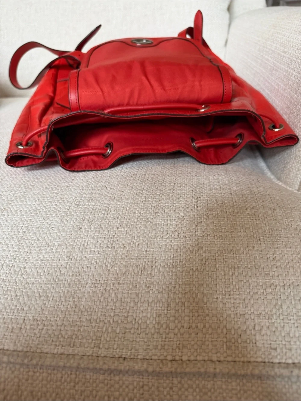 Bold Red Faux-Croc Backpack with Front Pockets Coach